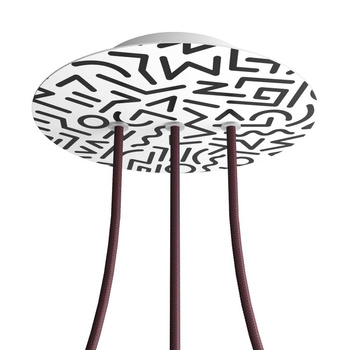 Duża okrągła podsufitka rozeta sufitowa Rose-One, średnica 200mm, 3 otwory w linii i 4 otwory boczne  - PROMOCJA Creative cables BKROR203LF-PROMO-KROR203LF202