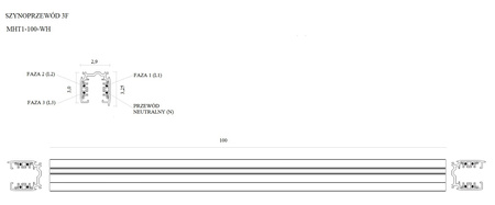 Maxlight Szynoprzewód 3-fazowy 1m Biały