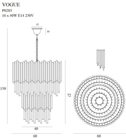 Maxlight Vogue P0283 Lampa Wisząca Złota