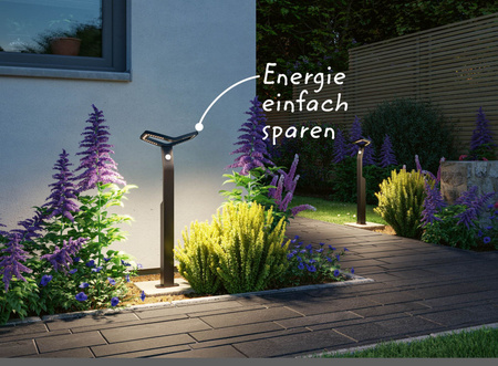 Oprawa ogrodowa ALARA LED 10W 450lm 3000K 665mm czujnik ruchu i zmierzchu IP44 230V antracyt / aluminium