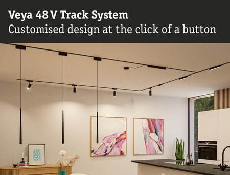 Szynoprzewód VEYA system 1m 48V DC czarny mat / metal PAULMANN PL95722