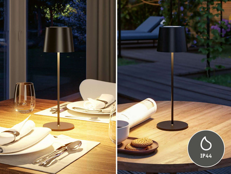 Lampka stołowa akumulatorowa GILO LED DIM USB-C 2.8W 240lm 2700K IP44 czarny mat / metal tworzywo sztuczne PAULMANN PL76996