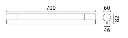 Oprawa ścienna nad lustro ORGON LED 1,5W 3000K 850lm 720mm IP44 230V czarny / aluminium