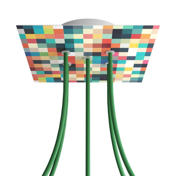 Duża kwadratowa podsufitka maskownica Rose-One, 200 mm, 5 otworów i 4 otwory boczne - PROMOCJA Creative cables BKROQ205F-PROMO-KROQ205F201