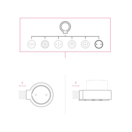 Duża okrągła podsufitka rozeta sufitowa Rose-One, średnica 200 mm, 2 otwory i 4 otwory boczne Creative cables BKROR203TF-KROR203TF104