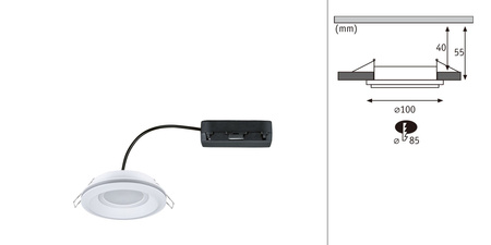 Oprawa wpuszczana SORMUS LED 6.5W 560lm / 180lm 3000K IP65 230V biały / tworzywo sztuczne PAULMANN PL92247