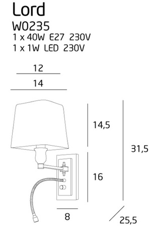 Lord W0235 kinkiet + led
