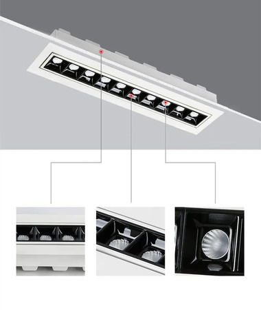 LED linear recessed luminaire ZANO MOVABLE - 17cm-10W - ULDL303 Unilight