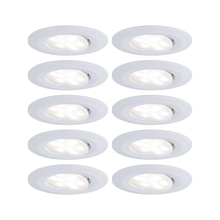 Zestaw opraw do wbudowania CALLA LED 10X6W 530lm okrągła wychylna 4000K IP65 230V biały matowy / tworzywo sztuczne PAULMANN PL99922