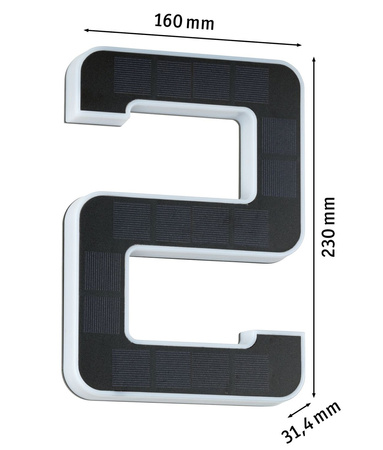 Oprawa elewacyjna SOLAR LED numer domu 2 3000K IP44 wymienny akumulator / czarna