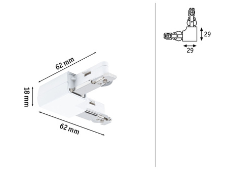 Łącznik szynowy L URail system 230V biały RAL9003 / tworzywo sztuczne PAULMANN PL95646