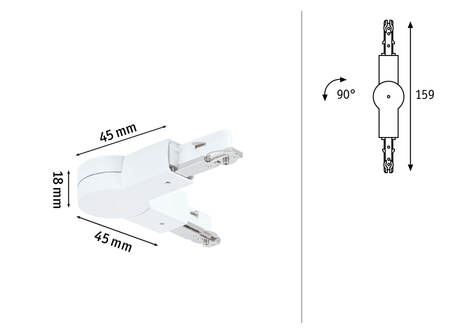 Łącznik przegubowy URail system max.1000W 230V biały RAL9003 / tworzywo sztuczne PAULMANN PL95649
