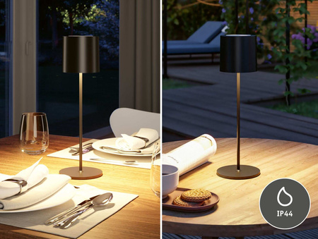 Lampka stołowa akumulatorowa TUNI LED DIM USB-C 2.8W 240lm 2700K IP44 czarny matowy / tworzywo sztuczne PAULMANN PL76998