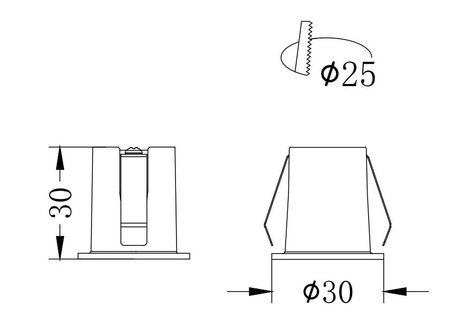 Mini oczka LED Downlight mini do wnęki 2.5cm ULDL301 Unilight