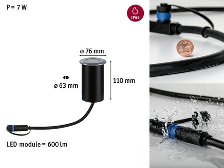 Oprawa dogruntowa Plug & Shine FLOOR 6W 76mm IP67 3000K 24V szary /  aluminium