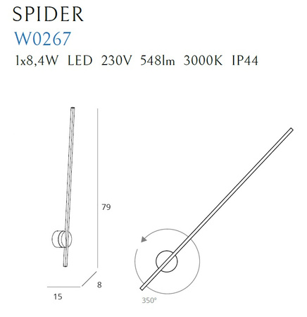 Maxlight Spider W0267 Kinkiet Czarny Czarny IP44