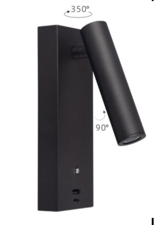 KINKIET DO CZYTANIA CZARNY ULKN12 Unilight