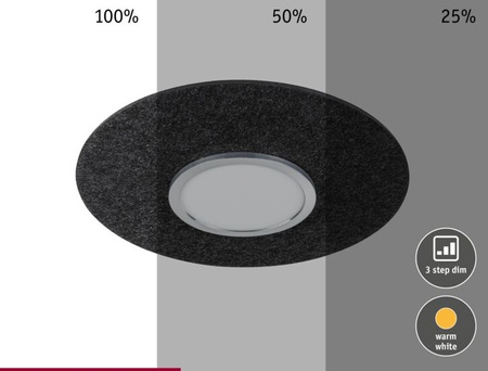 Plafoniera sufitowa TULGA LED 3-STEP DIM 32,5W 450mm 2000lm 2700K 230V antracyt / metal/ filc