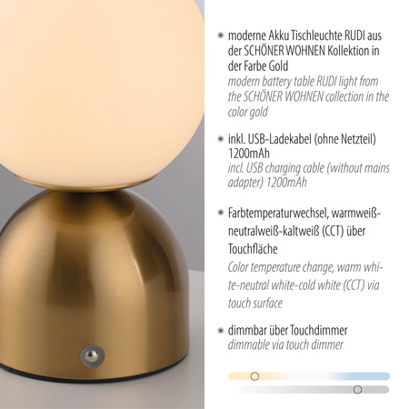 Lampa Stołowa Złoty RUDI 003902-032874 Newgarden