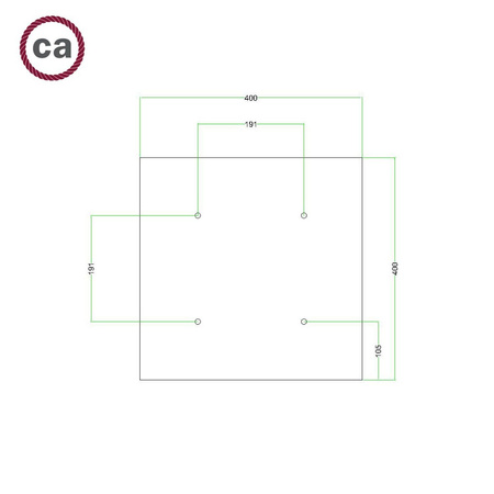 Kwadratowa podsufitka maskownica sufitowa XXL Rose-One, 400 mm, 4 otwory i 4 otwory boczne- PROMOCJA Creative cables BKROQ404F-PROMO-KROQ404F205