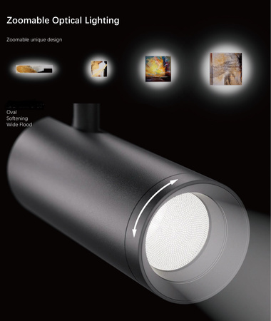 Oprawa magnetyczna LED 48V Reflektor FOCUS  ZOOM LED  CZARNY-  TUYA CCT