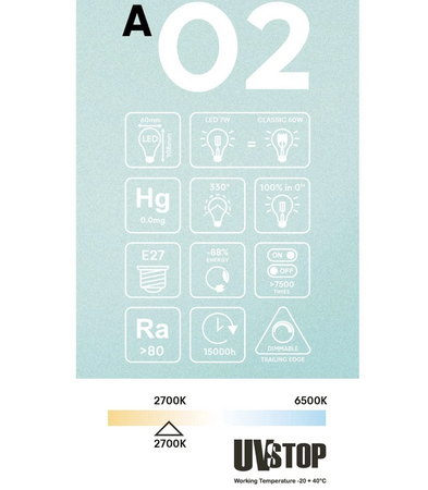 Żarówka LED Half Cup Silver Drop A60 7W 650Lm E27 2700K z możliwością ściemniania – A02