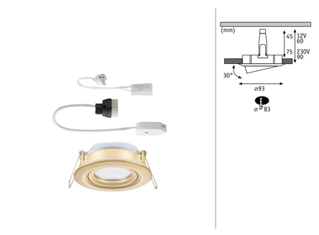 Oprawa do wbudowania NOVA PLUS DIM wychylna GU10 max.35W 93mm IP65 230V złoty matowy / aluminium PAULMANN PL92403