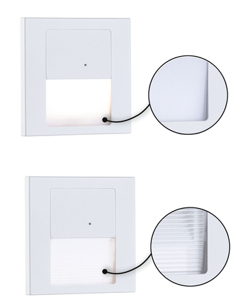 Oprawa przyschodowa TSARO LED czujnik ruchu i zmierzchu kwadrat 1x1,W 80lm 2700K IP20 230V biały matowy / tworzywo sztuczne PAULMANN PL80002