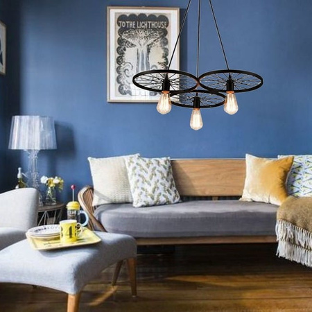 Lampa sufitowa 3xE27 czarna trzy koła metelowa ULFN253 Unilight