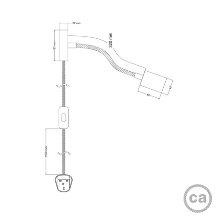 Lampa Spostaluce regulowana Flex 30 z reflektorem GU1d0 Creative cables B-APMFC2LFLGU30MDR-15-APMFC2LFLGUOTS30OTSRM04INNRT41-L