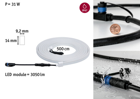 Taśma zewnętrzna LED Plug & Shine 5m 3000K 31W 2500lm IP67 24V biały PAULMANN PL94191