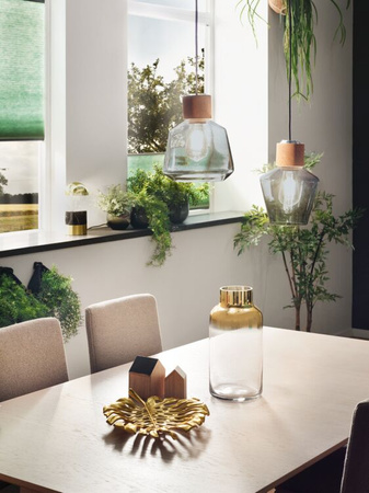 Lampa wisząca Neordic EDLA  max. 1x20W E27 szkło przydymione / korek 230V