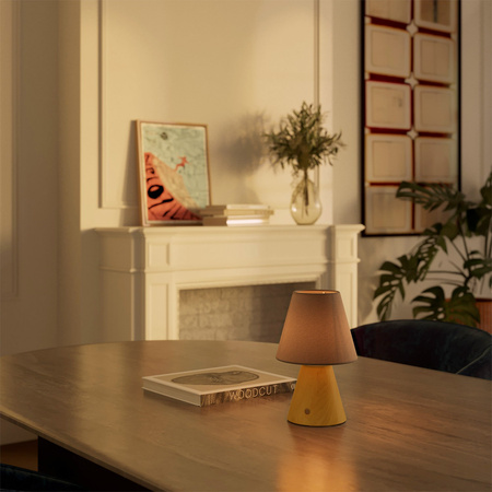 Przenośna i ładowalna lampa Cabless11 z żarówką Drop i kloszem Creative cables BCABLESS11-PARIME27-B02-CABLESS11-ZAF-PARIME27TEGRI-L