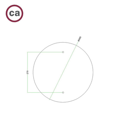 Duża okrągła podsufitka maskownica sufitowa XXL Rose-One, średnica 400 mm, 2 otwory i 4 otwory boczne - PROMOCJA Creative cables BKROR402F-PROMO-KROR402F202