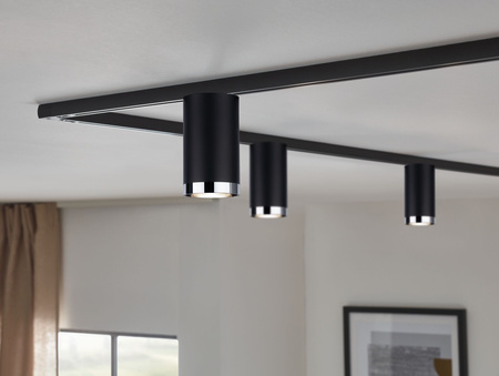 Reflektor na szynoprzewód URail TUBE GU10 max.10W 230V czarny matowy / chrom