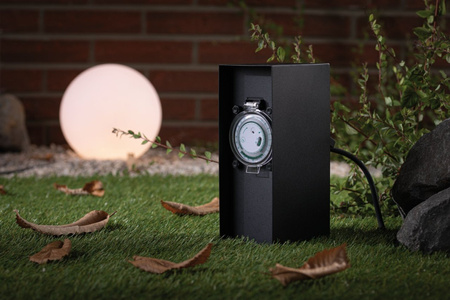 Zewnętrzna kolumna zasilająca RIO 2GN. 230V + programator czasowy IP44 stal szlachetna / antracyt