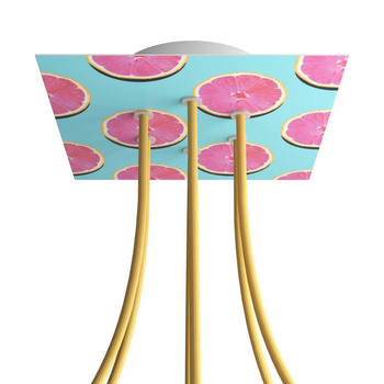 Duża kwadratowa podsufitka maskownica Rose-One, 200 mm, 6 otworów i 4 otwory boczne - PROMOCJA Creative cables BKROQ206F-PROMO-KROQ206F204