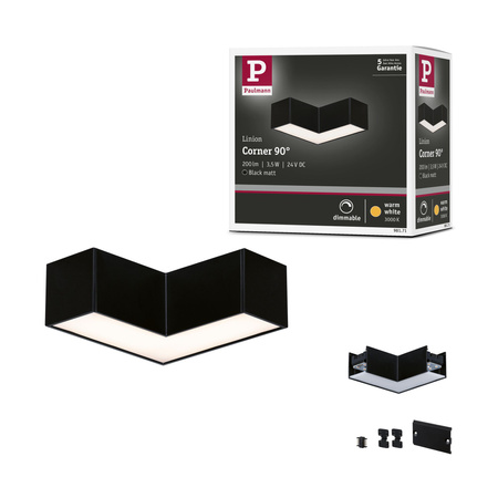 Łącznik L systemu LINION LED 3,5W 90st. 3000K 200lm IP20 24V czarny RAL 9004 / aluminium PAULMANN PL98171