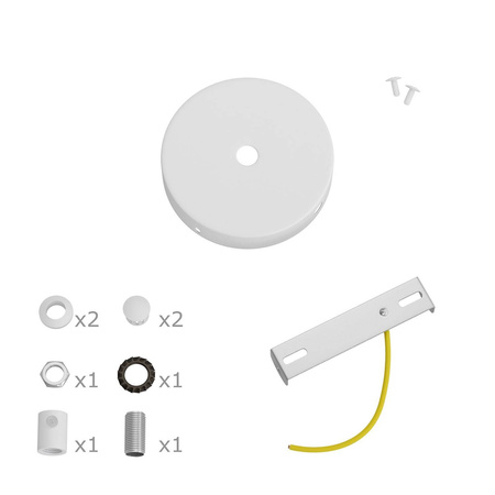 Okrągła metalowa podsufitka maskownica sufitowa Mini 1 otwór centralny i 2 otwory boczne Creative cables BKRM83FC2L-KRM83FC2LVBOTERM