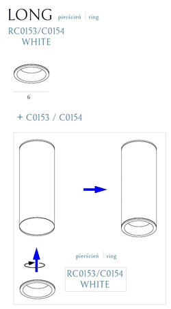 Maxlight Long RC0153/C0154 White Pierścień Ozdobny Biały