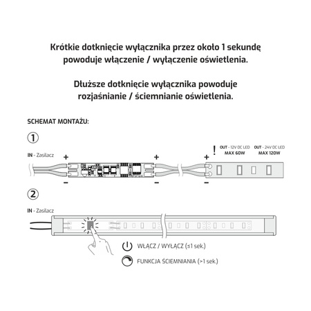 Wyłącznik SC60 z funkcją ściemniania do profili LED – nowoczesne sterowanie oświetleniem