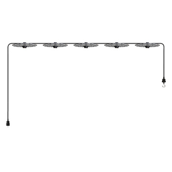 Łańcuch świetlny z systemu Lumet "Maioliche" 7,5 m z kablem w oplocie, 5 oprawkami i kloszami, haczykiem i czarną wtyczką Creative cables BCATE27N075DD24-CATE27N075CM04DD24MA04