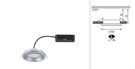Oprawa wpuszczana SORMUS LED 6.5W 560lm / 180lm 3000K IP65 230V chrom matowy / tworzywo sztuczne PAULMANN PL92249
