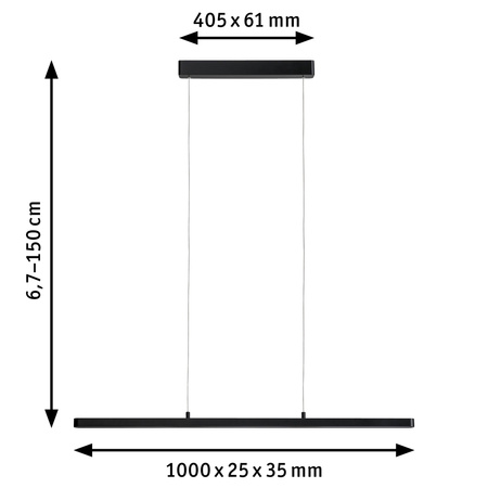 Lampa wisząca LENTO LED DIM SM Bluetooth 43W 1700lm 2700K-6000K 230V czarny / aluminium