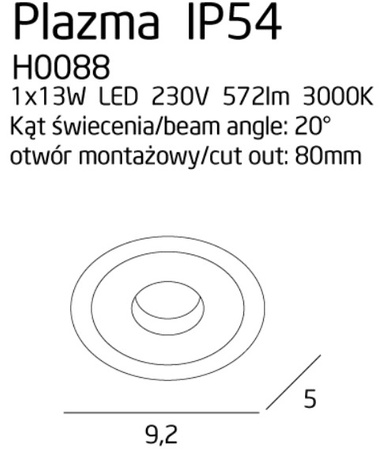 Maxlight Plazma H0088 Oprawa Podtynkowa Czarna IP54