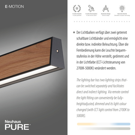 Lampa Wisząca Czarny/drewno PURE E-MOTION 003902-031467 Newgarden