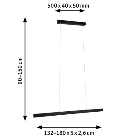 Lampa wisząca APTARE sensor LED 2x16,5 1X16,5W 2700K 230V czarny matowy PAULMANN PL76989