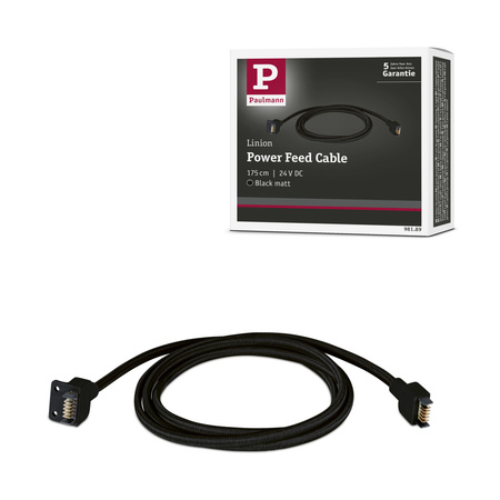 Przewód zasilający systemu LINION LED 1,75m IP20 24V DC czarny matowy / tkanina tworzywo sztuczne PAULMANN PL98189
