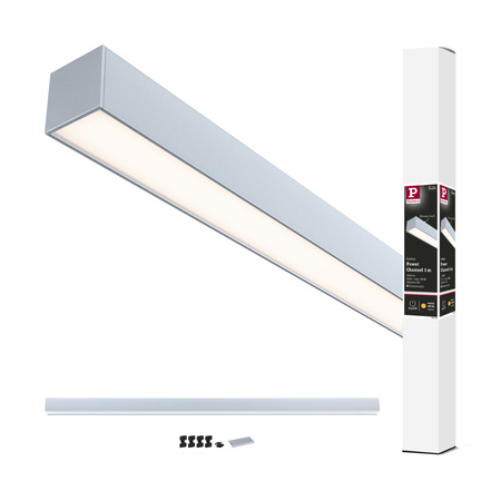 Oprawa liniowa systemu LINION Power Channel LED 17W 1m 3000K IP20 100VA 230V/24V chrom matowy RAL 9006 / aluminium PAULMANN PL98205