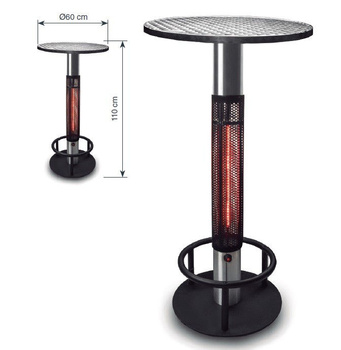 Elektryczny ogrzewacz tarasowy z blatem (1500W, blat Ø60 cm, wys. 110 cm) ULOGR19